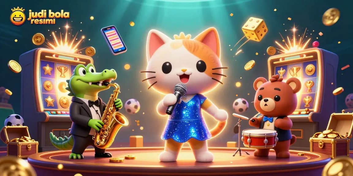 Engage in judi bola resmi with vibrant casino characters amidst dynamic betting action.