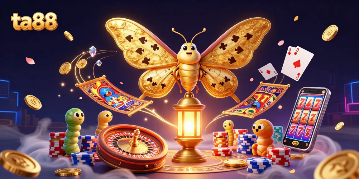 Experience the excitement of ta88 with a vibrant 3D casino scene, featuring spinning roulette and golden treasures.