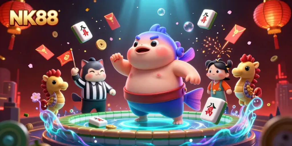 NK88 character-filled underwater scene showcasing vibrant gambling elements and energetic gameplay.