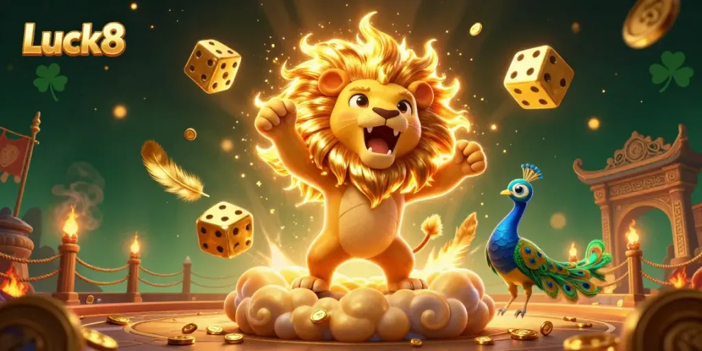 Experience the vibrant gaming world at Luck8, featuring dynamic characters and casino elements.