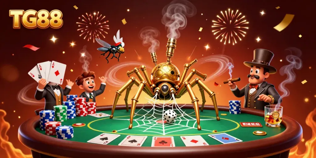 Engage in thrilling gameplay at TG88 with a colorful and dynamic casino scene featuring steampunk characters.