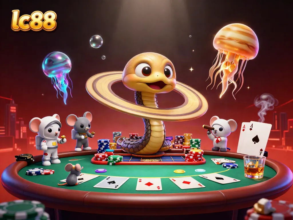 Experience vibrant gaming action with lc88 as a cosmic roulette scene unfolds.
