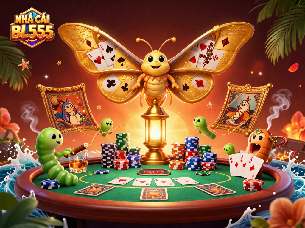 Experience the excitement at NHÀ CÁI BL555 with vibrant 3D casino scenes featuring engaging characters and gaming elements.