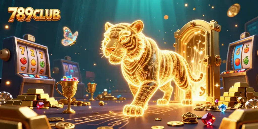 Engage with 789CLUB's thrilling casino scene featuring neon elements and rich gaming symbols.