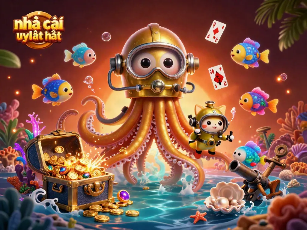 Experience thrilling gameplay at nhà cái uy tín nhất with vibrant 3D illustration of an underwater casino adventure.