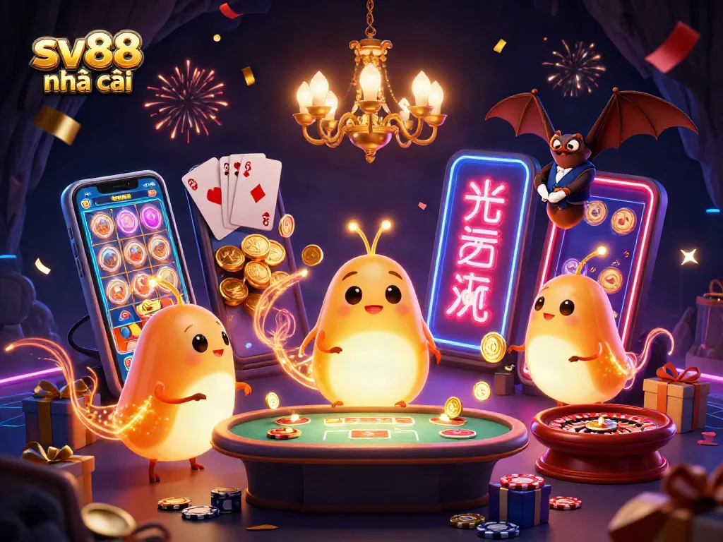 Experience the thrill of sv88 nhà cái with vibrant casino action featuring glowing elements and game excitement.