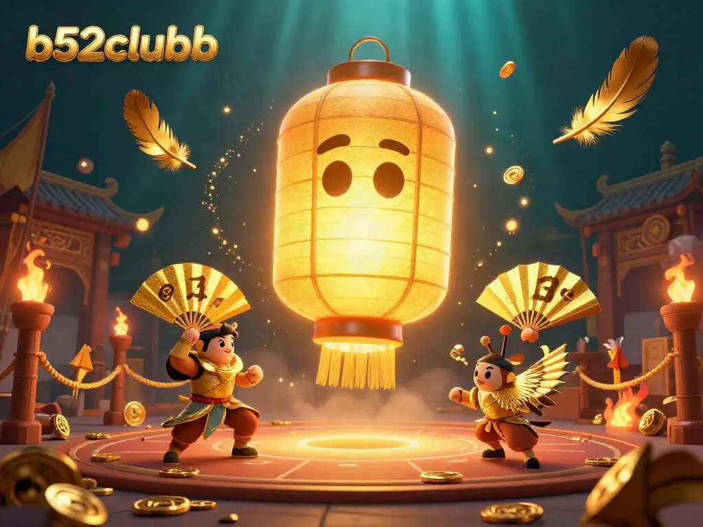 Bets come alive at b52clubb with glowing characters and vibrant casino elements, showcasing an engaging gaming scene.
