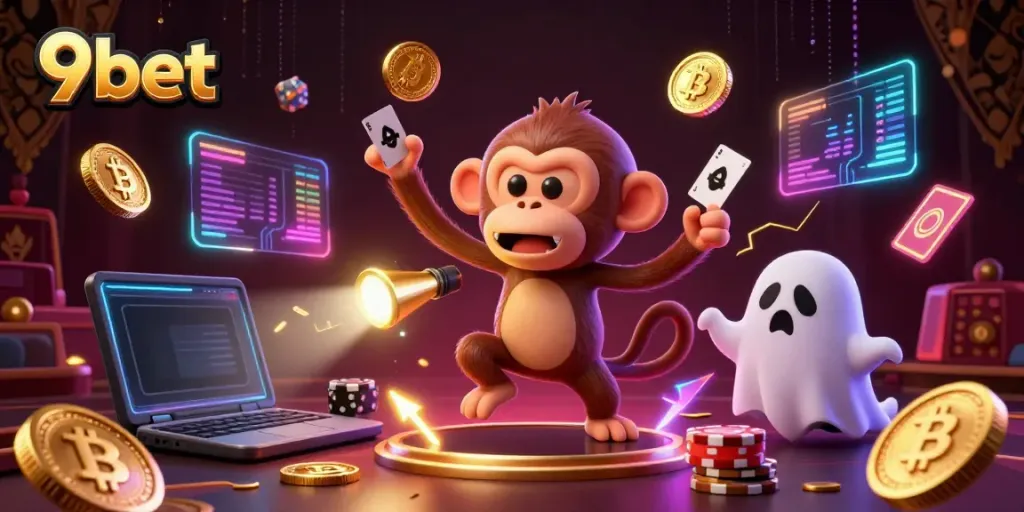 Discover exciting 9bet moments with a playful poltergeist and determined ghost-hunter puppy in a haunted casino.