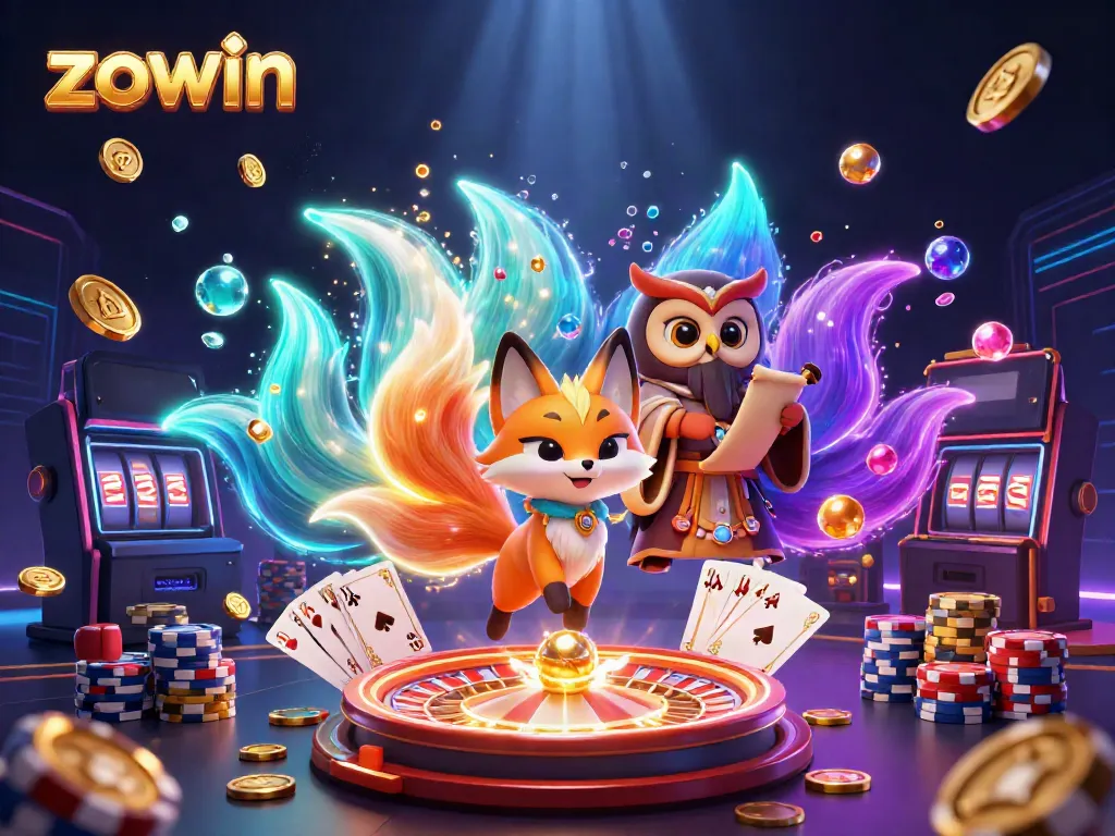 Zowin enhances the gaming experience with vibrant 3D characters surrounded by casino elements.