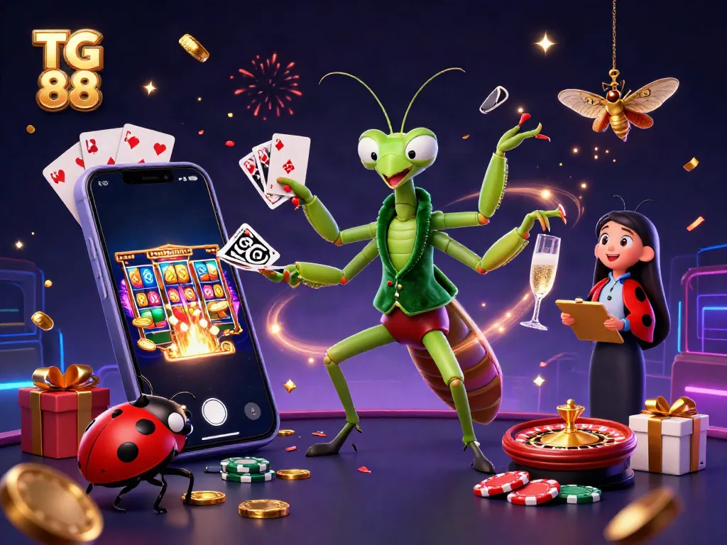 Experience energetic gameplay action at TG 88 featuring vibrant characters and thrilling casino elements.