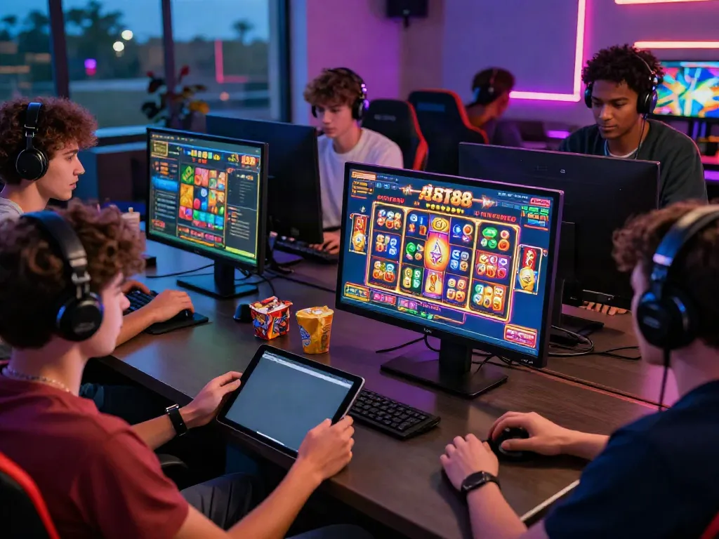 Engaged players enjoying the slot88 online gaming experience, showcasing vibrant graphics.