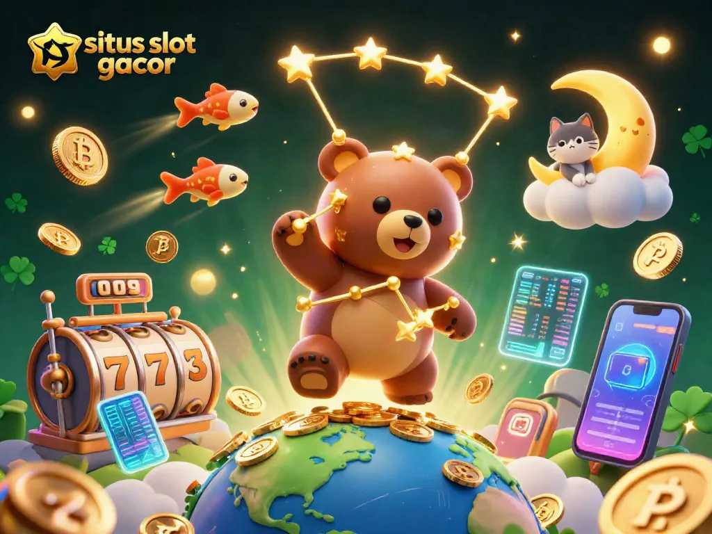 Engage with situs slot gacor while enjoying vivid 3D illustrations of slot reels and sparkling coins.